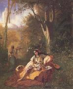 Theodore Frere Algerienne et sa servante dans un jardin huile sur toile (mk32) china oil painting reproduction